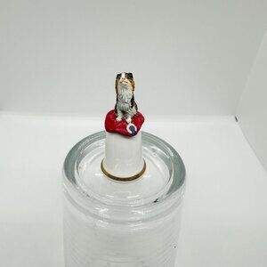 Vintage Cat Kitten Thimble Porcelain Pewter Mini Award Collection Show Ribbon
